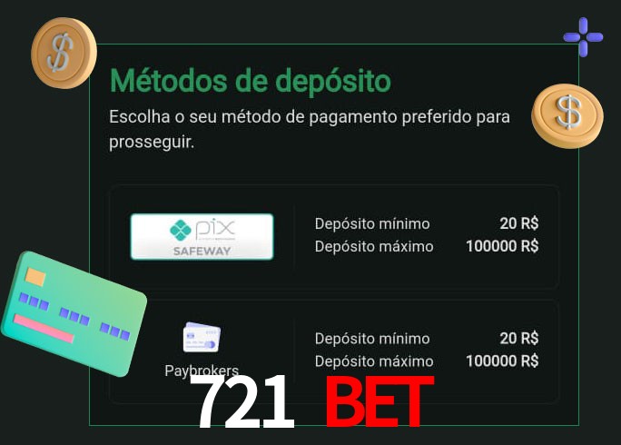 O cassino 721 Bet oferece uma grande variedade de métodos de pagamento